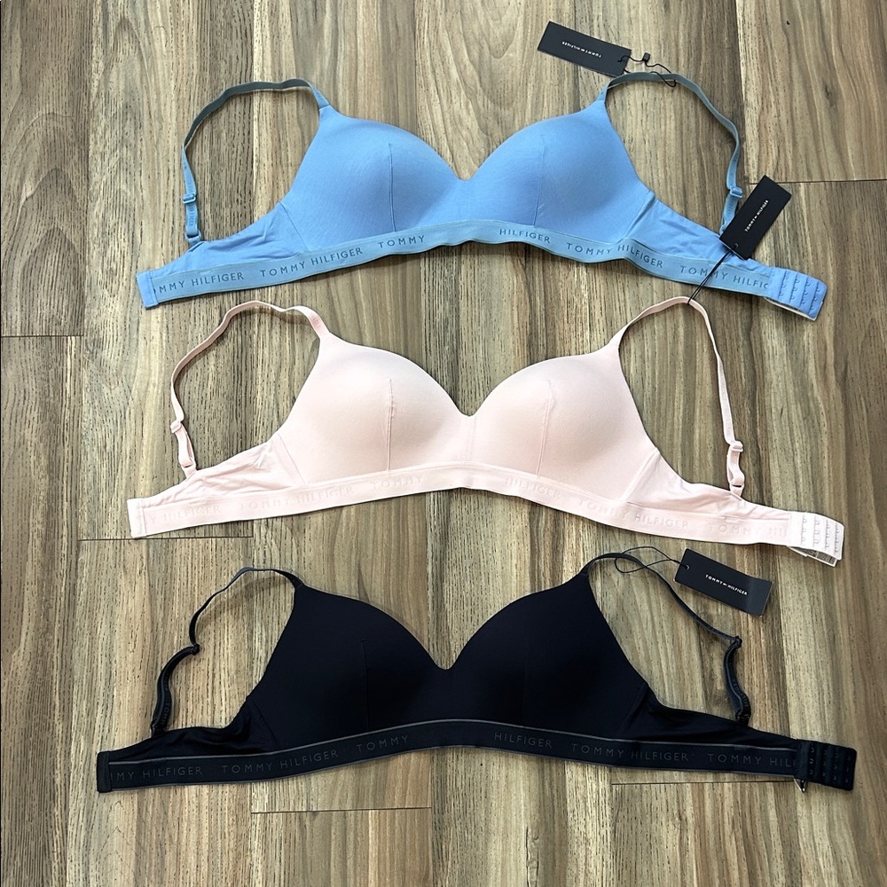 Tommy Hilfiger Women's Bra Trio - Blue, Pink, Black